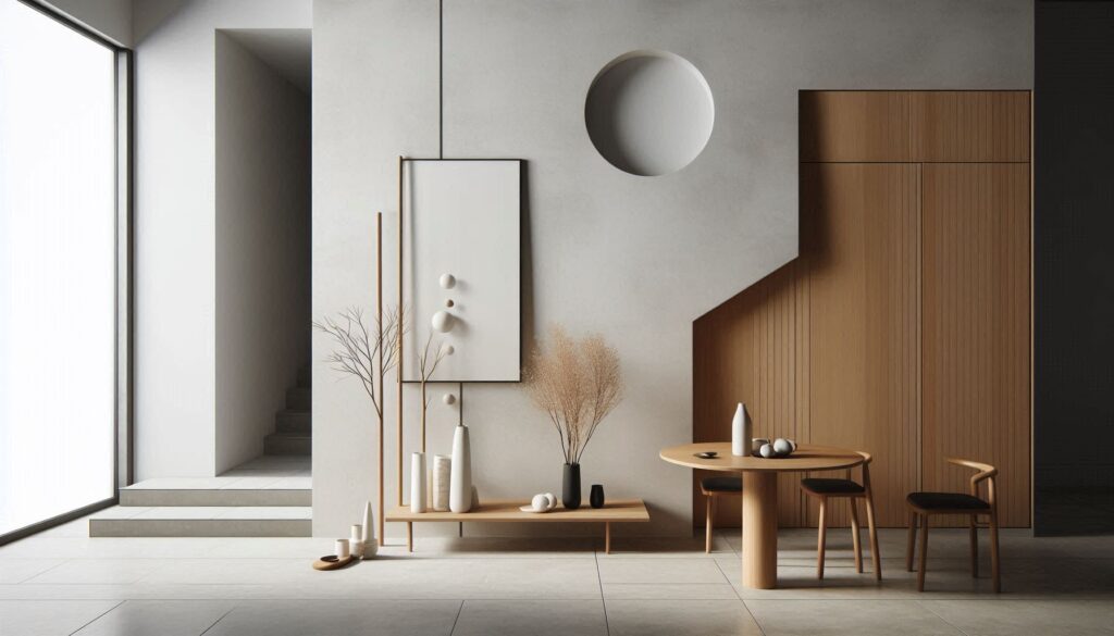minimalist living room with clear geometric clean lines