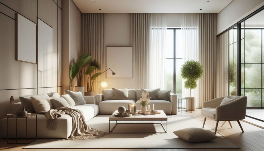 Minimalist living room with simple clean lines